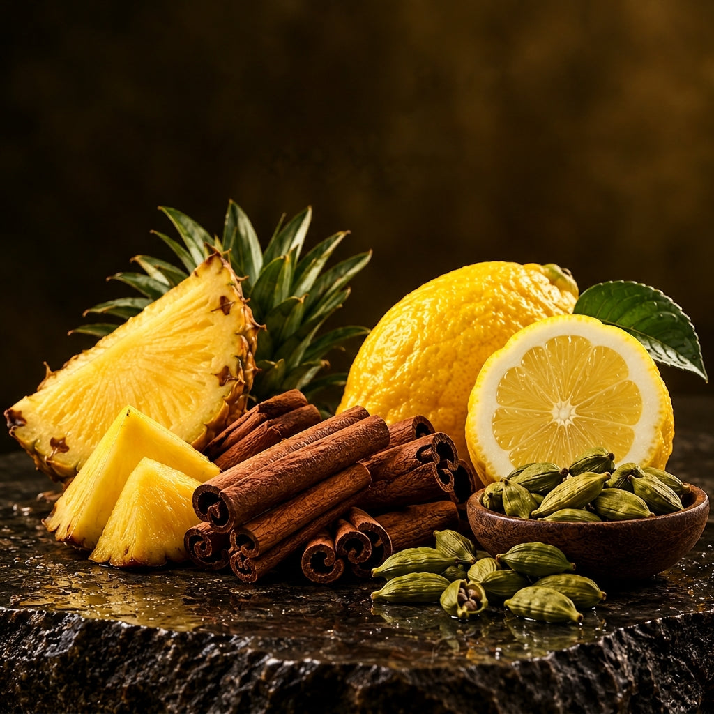 Vibe Middle Notes Pineapple, Cinnamon, Citron, Cardamom